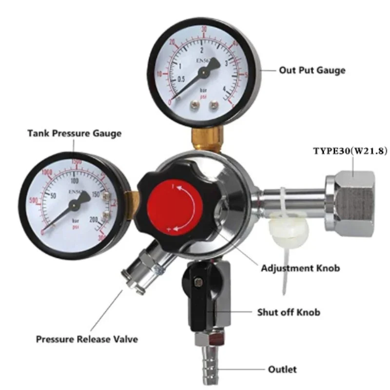 

320,W21.8,G5/8'' CO2 regulator dual gauge beer barrel pressure reducing valve