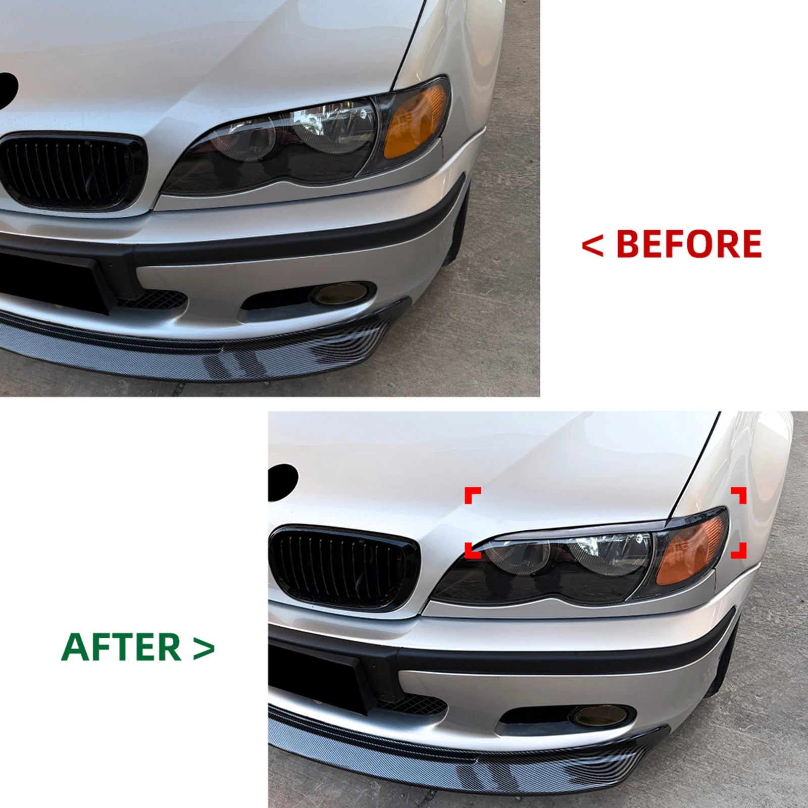 

Headlight Eyebrow Headlamp Eyelid Trim For BMW 3 Series E46 1998-2004 Front Head Light Lamp Cover Brow Glossy Black/Carbon Look