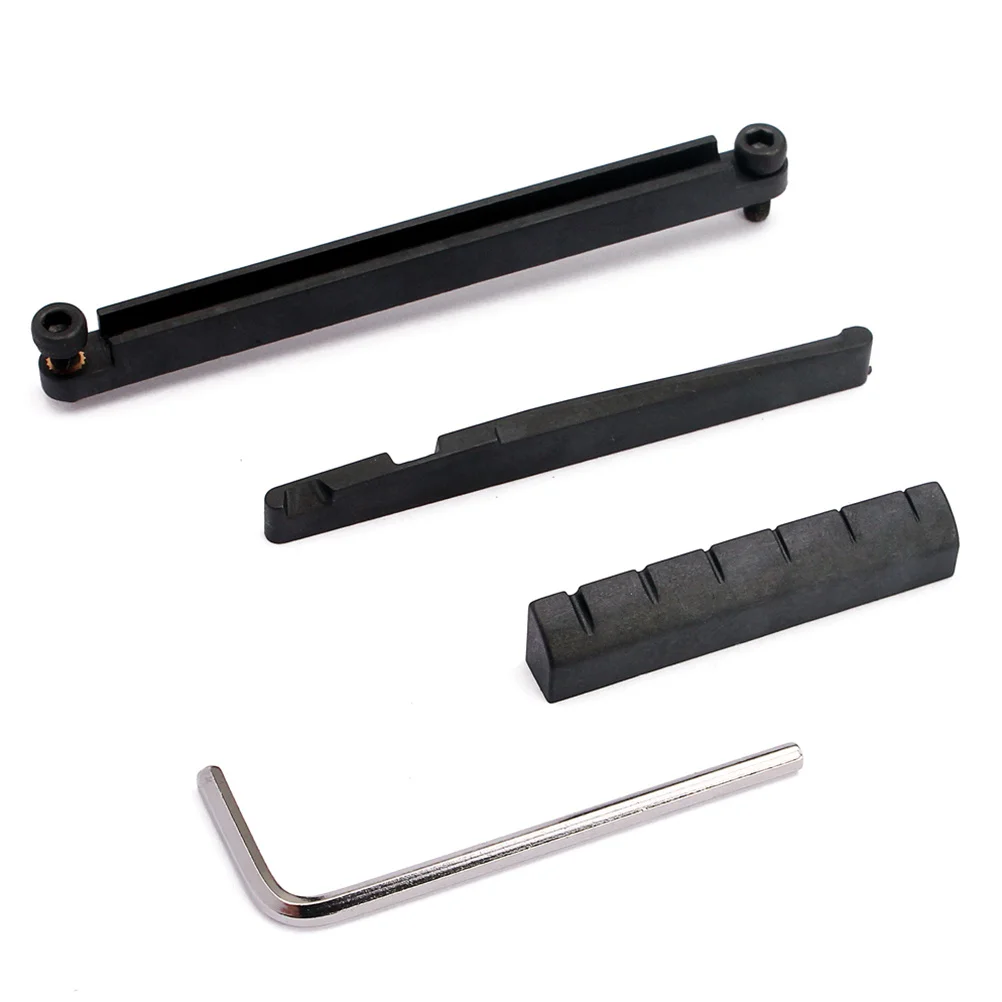 

1 Set 81Mm Adjustable Guitar Saddle Bridge With 43Mm Upper 64Mm Lower Nut For Folk Acoustic Guitar Replacement Parts Accessories