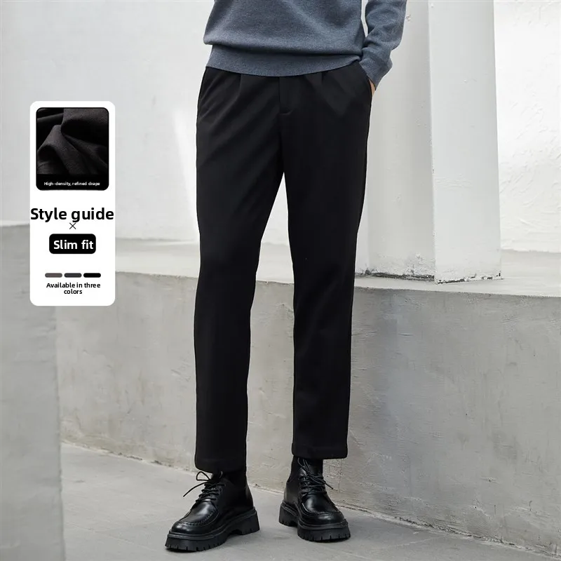 

Busin Casual Men's Loose Fit Straight Leg Trousers Autumn Faion Urban Sle Bamboo Fiber Fabric Nine-Five Pants