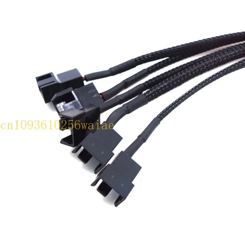 652F SATA 15Pin to 5-Port 3pin/4pin Adapter Cable Black Nylon Braided Cooling Fan Sleeved Power Splitter Extension Cord Wire