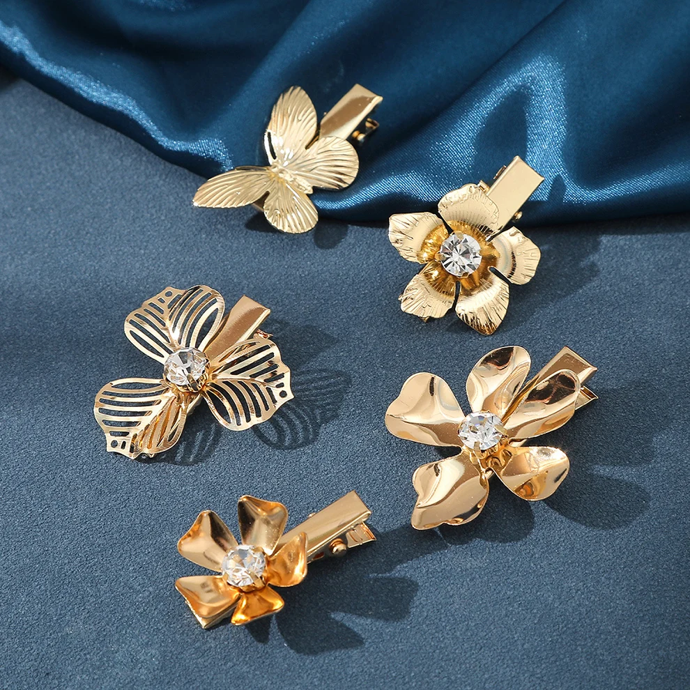 4pcs/set Alloy Simulated Flower Hair Clips Sweet Girls Braid Barrettes Hairpin Hairclip Hair Accessories