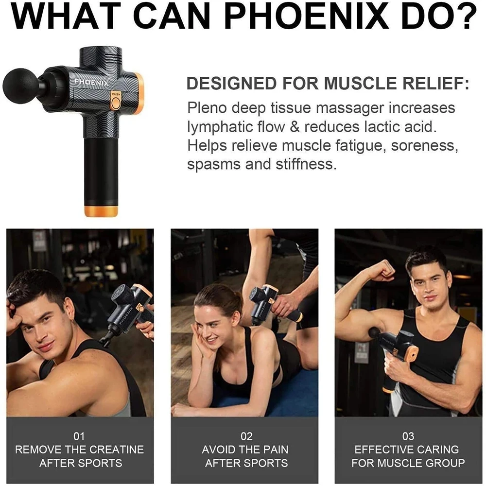 Massage Gun Phoenix A2 Muscle Relaxation Deep Tissue Dynamic Therapy Vibrator Shaping Pain Relief Back Portable Sports Massager