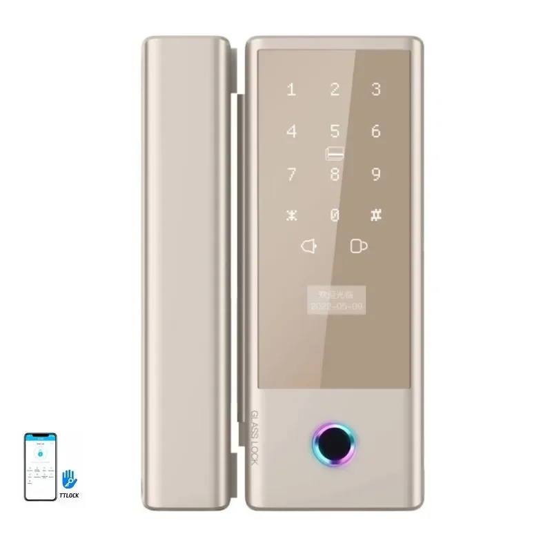 good quality cheap price factory wholesale app ble smart glass sliding door lock with finger print and keys