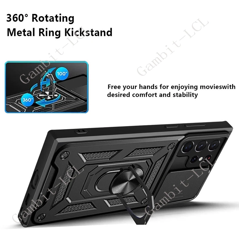 For ZTE Nubia Neo 2 3 Neo2 Neo3 Focus Pro Blade A75 5G V70 Axon 70 Case Ring Armor Magnetic Holder Stand Slide Camera Lens Cover