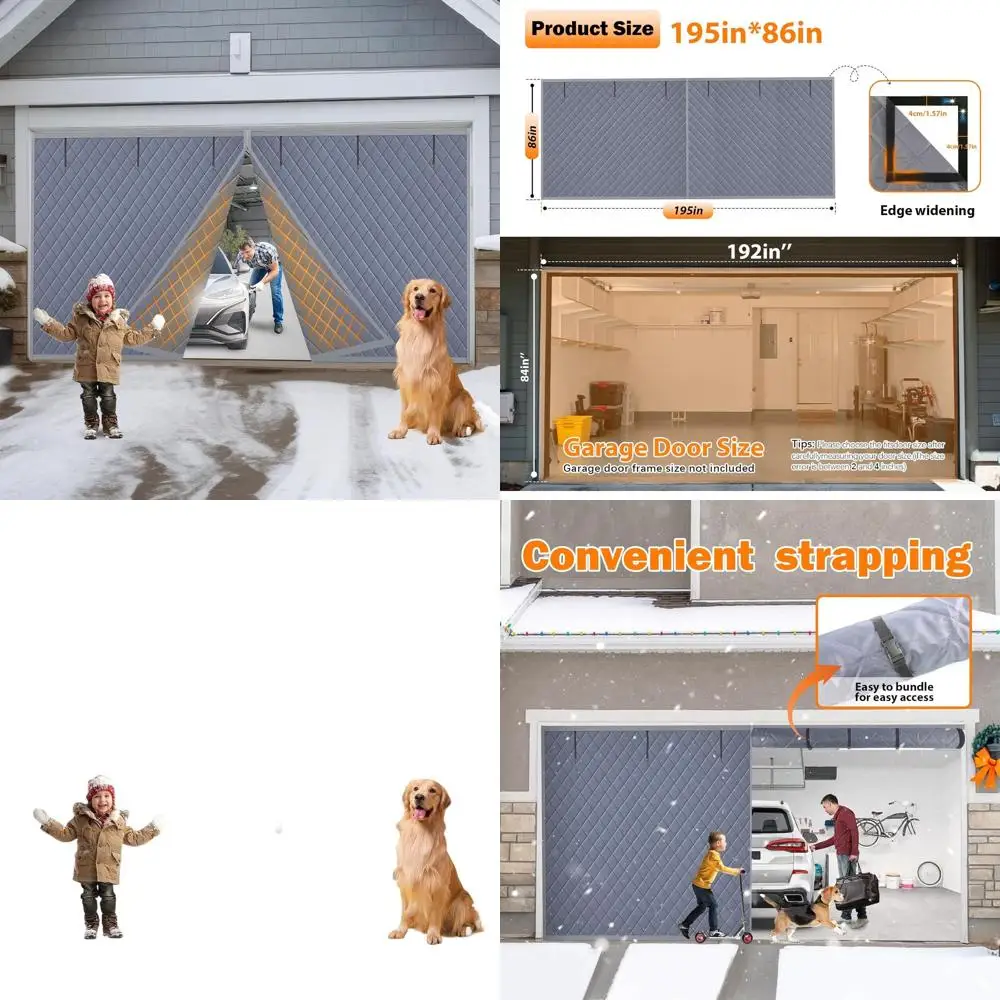 

Magnetic Insulation Kit for 2-Car Garage, 16x7 Ft, Thermal Door Curtain, Winter Gray
