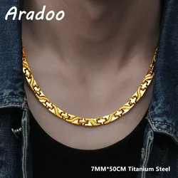 ARADOO Titanium Steel Dragon Necklace Sleep Aid Magnetic Therapy Germanium Necklace Cross Collar