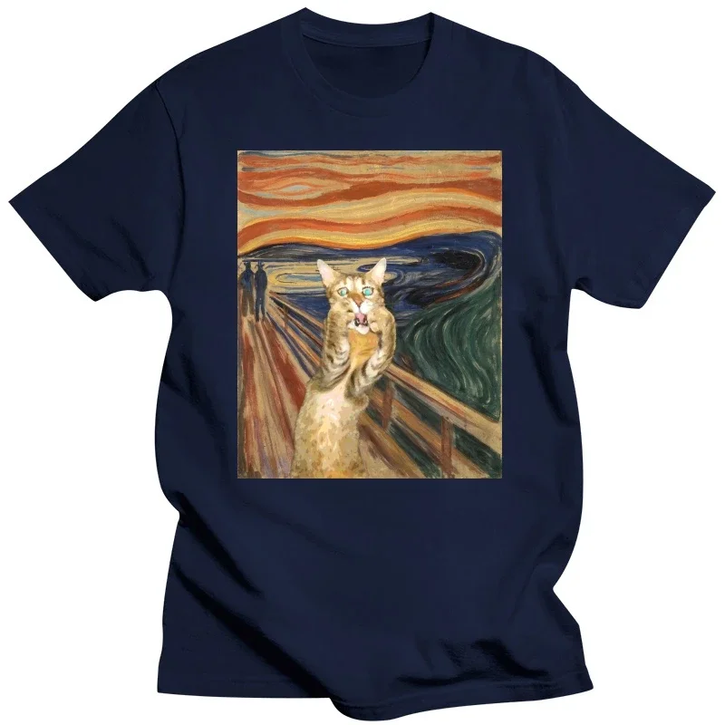 The Scream Cat Funny T-Shirt Women Cute Summer Graphic Tee Meme Shirt For Cat Lovers