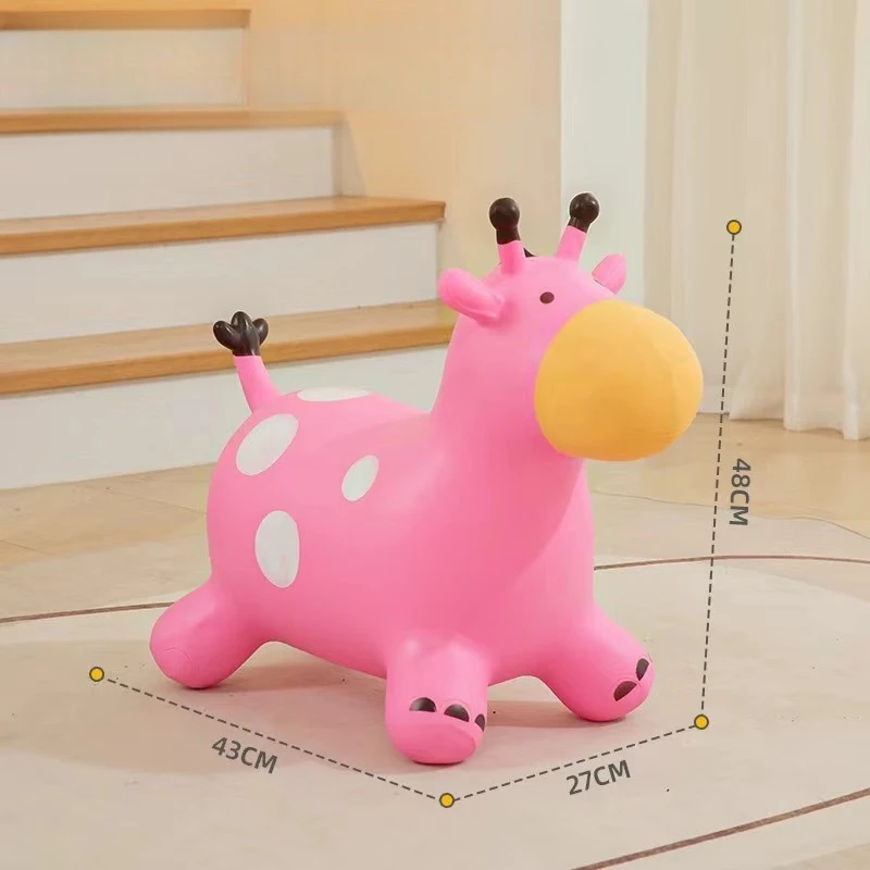 Inflatable Bouncy Horse Ride on Toy PVC Cartoon Hopping Horse Riding Toy Jumping Horse Toys for Kids Toddlers Baby Play Toys