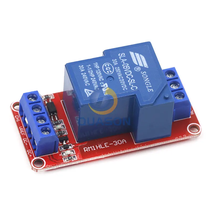 1PCS 5V 30A Two-way isolation relay module High/low level trigger 5V 30A 1-Channel Relay Module+Electronic With Optocoupler