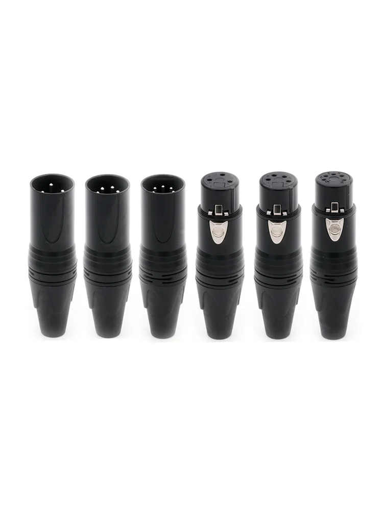 10 Stks/partij 3/4/5pin Xlr Connector Mannelijke/Vrouwelijke Xlr Plug Jack Socket Microfoon Mic Kabel Audio kabel Connector Zwarte Kleur - afbeelding 2