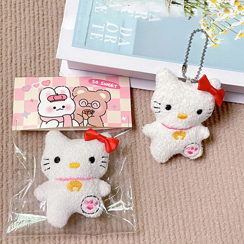 Брелок для ключей Sanrio из хлопка с плюшевой подвеской Hello Kitty