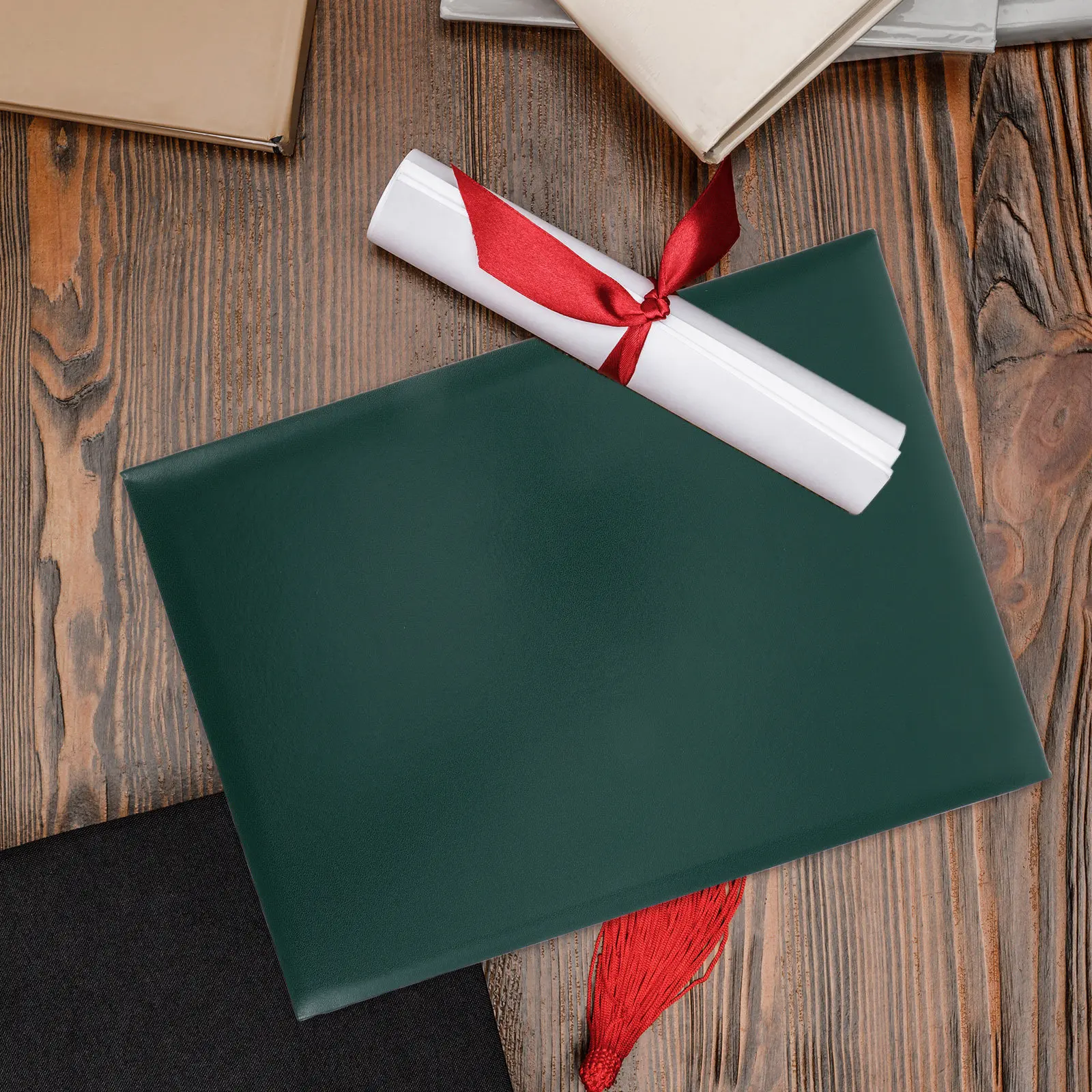 

Diploma Protector Sleeve Padded Smooth Leatherette Certificate Folder with Plastic Page Corner Slots for Letter Size Achievement