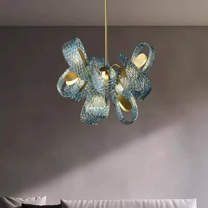 

Modern Nordic Blue G9 LED Copper Pendant Light Suspension Luminaire for Dining Room and Entryway Home Decoration