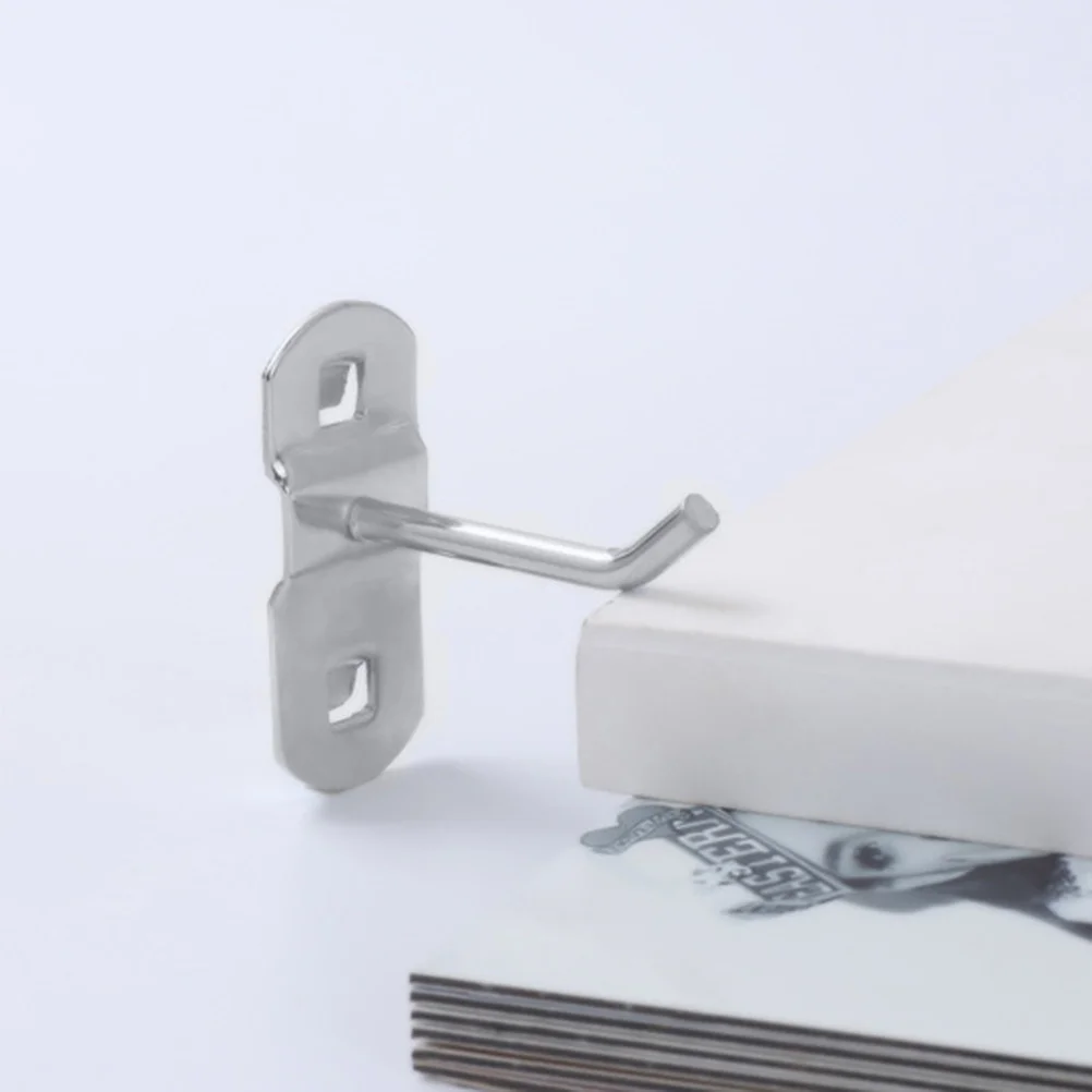 

10Pcs Tool Hanging Hooks Metal Iron Heavy Duty Kitchen Home Workshop Display Rack Square Hole Plate Silver 20cm