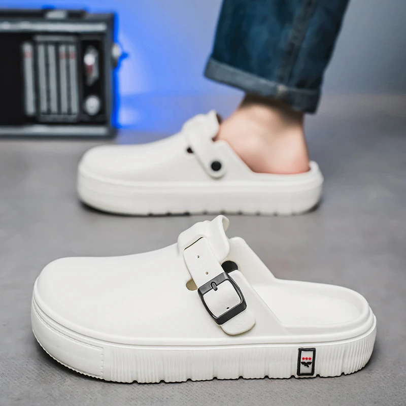 

Summer Men's EVA Platform Slippers Home Closed Toe Massage Mute Slides Outdoor Beach Light Anti-slip Sandals for Women Sandalias