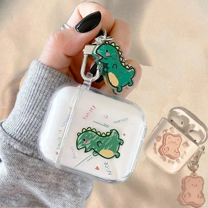 Para AirPods 1 2 3 funda para auriculares divertido lindo dibujos animados parejas Bluetooth funda protectora para auriculares AirPodsPro 2nd con llavero