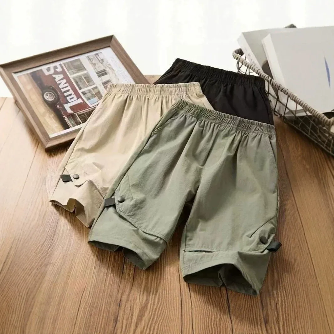 2026 Kids Pants Summer Shorts New Light Boys Casual Cargo Pants Handsome Medium Large Quick Dry Shorts