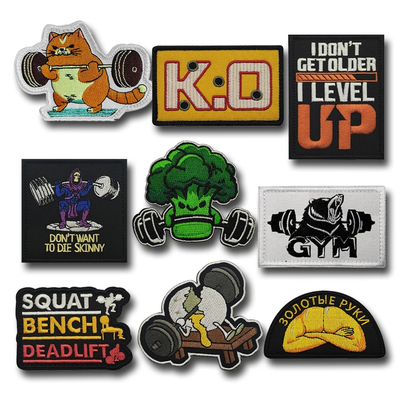 Gym Embroidered Funny Animal Morale Chapter  Tactical Badge Outdoor Armband Hook Loop Patch for Backpack Jacket Hat Decoration