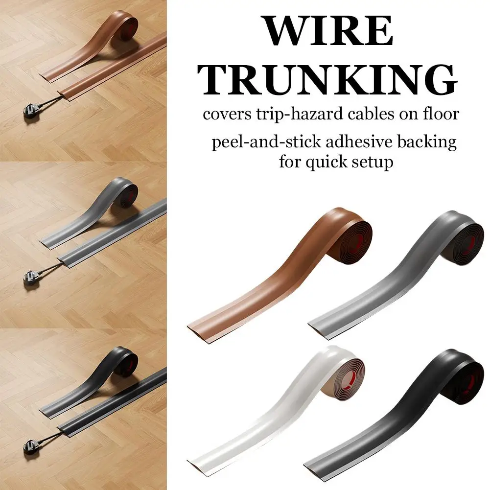 Floor Cord Cover Self Adhesive PVC Cable Trunking Anti-Trip Wire Protector Concealer Over Floor Cable Runner For Office Home