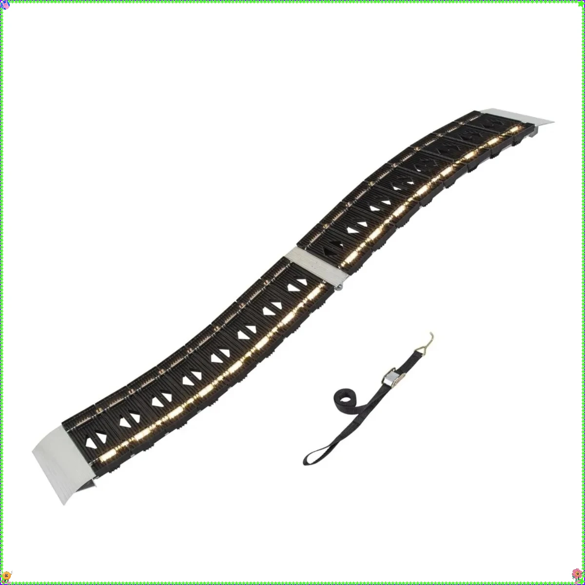 Rampa de carga plegable curvada, capacidad de 1500 lb, aluminio de 12 x 90 pulgadas, luces LED