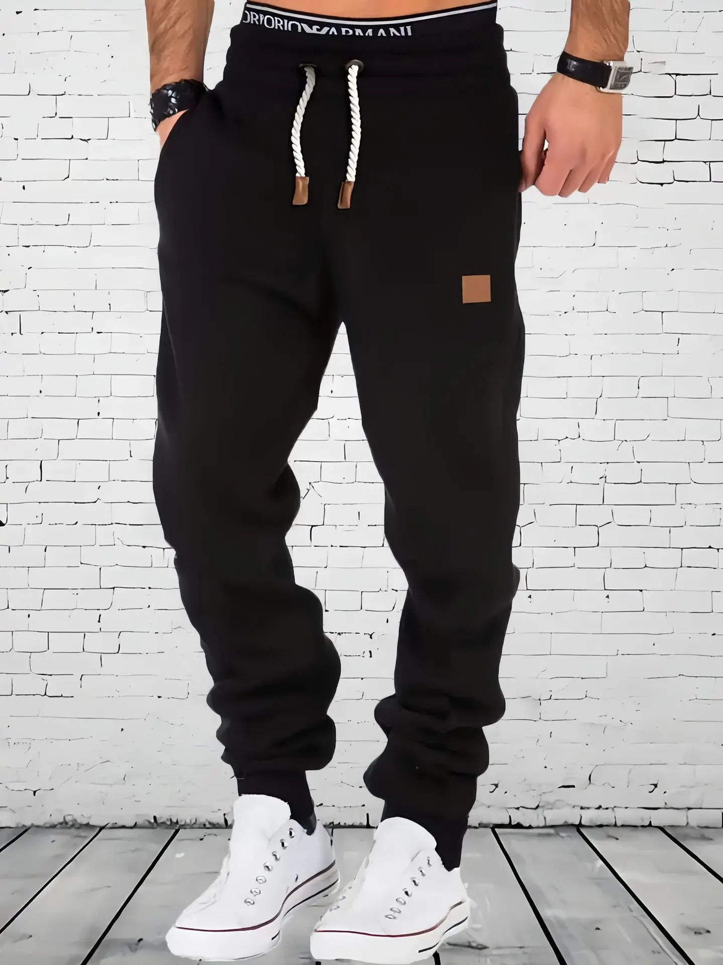 2026 latest men's fitness training pants, autumn and winter stitching sports pants, loose-fitting pants, high elasticity