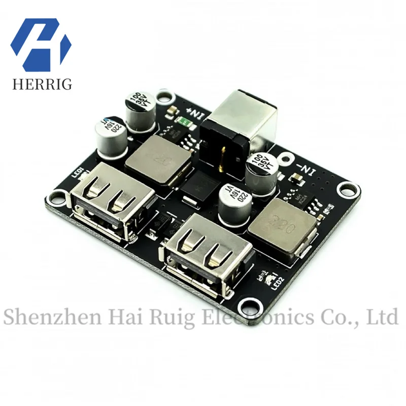 

2-channel fast charging step-down module, 12V24V to QC3.0 fast charging, dual USB charging pads, support Apple and Huawei FCP
