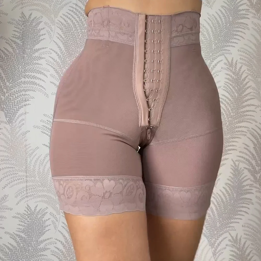 Butt Lifter High Compression Garment Front Closure Tummy Control Women's Abdomen Shorts Body Shaper with Hooks Ass Stuff