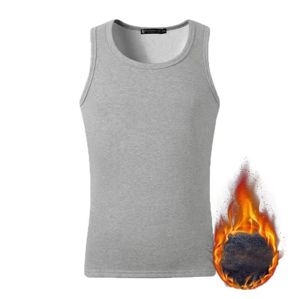 Fashion Men\'s Fleece Lined Tank Tops Vest Warm Thermal Underwear Vests Base Layer Undershirt Men Clothing