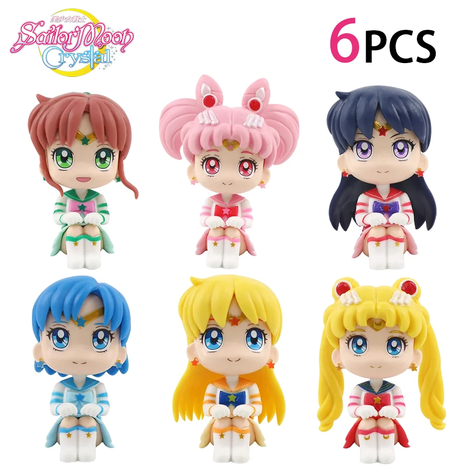 6pcs/set Cute Sailor Moon with Kitty Kuromi Melody PVC Action Figure Model Toys 10cm