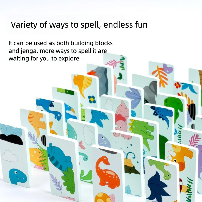 Dinossauro dominó blocos de construção das crianças correspondência empilhamento jogo de mesa bebê mão-olho coordenação brinquedo educativo