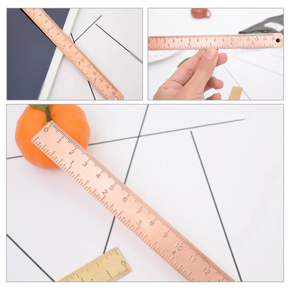Precision Copper Straight Ruler Multi-Functional Measuring Tool for Design Drawing Architecture Student Stationery Smooth Strong