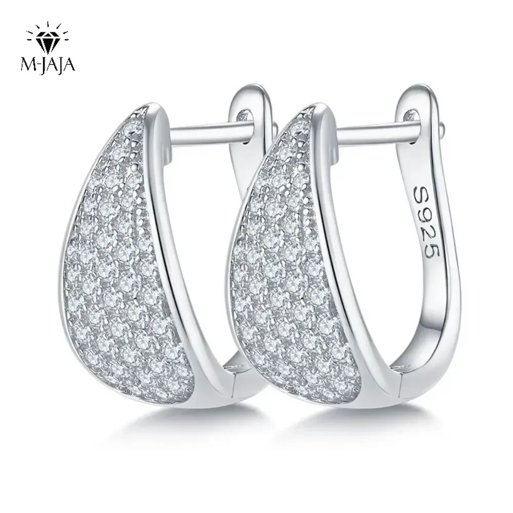 

M-JAJA Full D Color Moissanite Earrings 925 Sterling Silver for Women GRA Lab Diamond Plated White Gold Earrings Wedding Jewelry