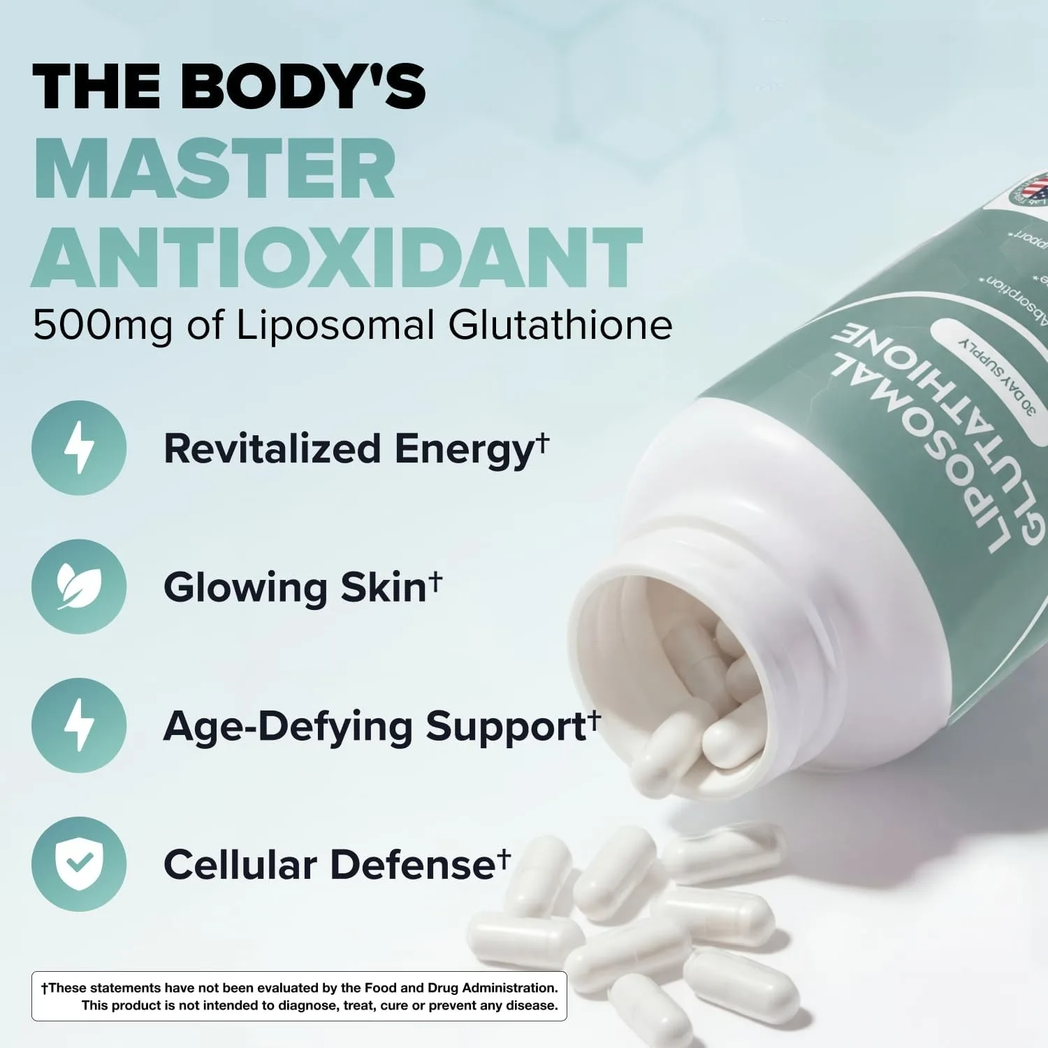 Liposomal Glutathione 500mg – High Absorption Glutathione Supplement, 60 Capsules