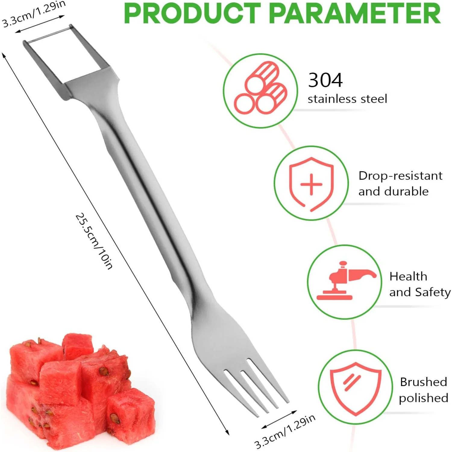 2 in 1 stainless steel watermelon fork slicer, watermelon , watermelon slicer, fruit , fruit fork slicer, fruit slicer, kitchen
