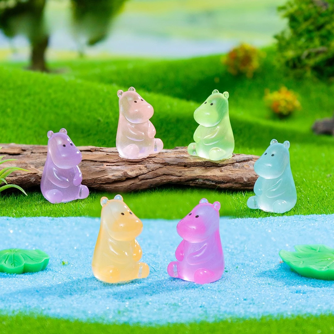 10/20/50 قطعة صغيرة الراتنج فرس النهر توهج في الظلام مضيئة مصغرة فرس النهر شخصيات حيوانات صغيرة DIY بها بنفسك الجنية Garde الديكور #2