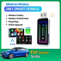 2025 New Portable Mini Wireless Carplay Converter Wired Carplay to Wireless Carplay Android Auto 2-in-1 Adapter For Skoda Scala