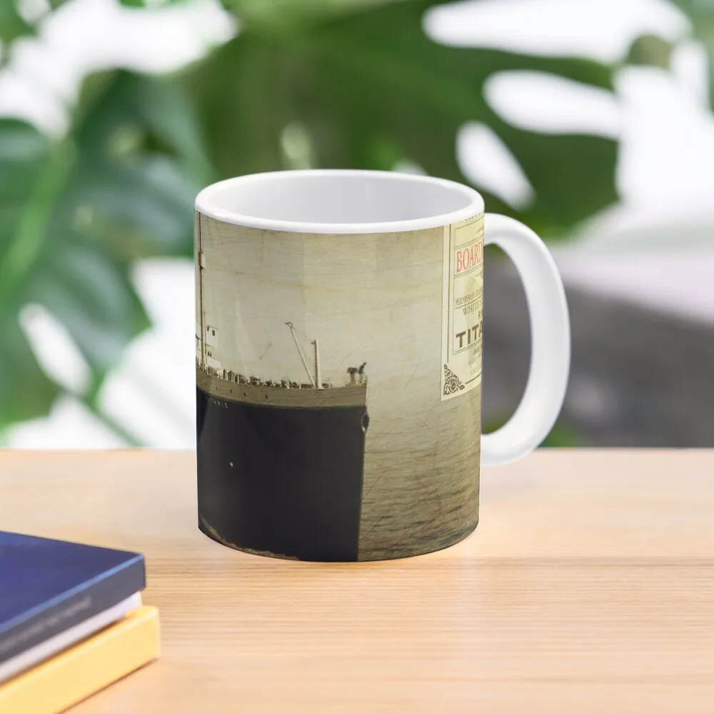 

Vintage Titanic Ship with Boarding Pass Coffee Mug Mug Cute Breakfast Mug Ceramic Cups