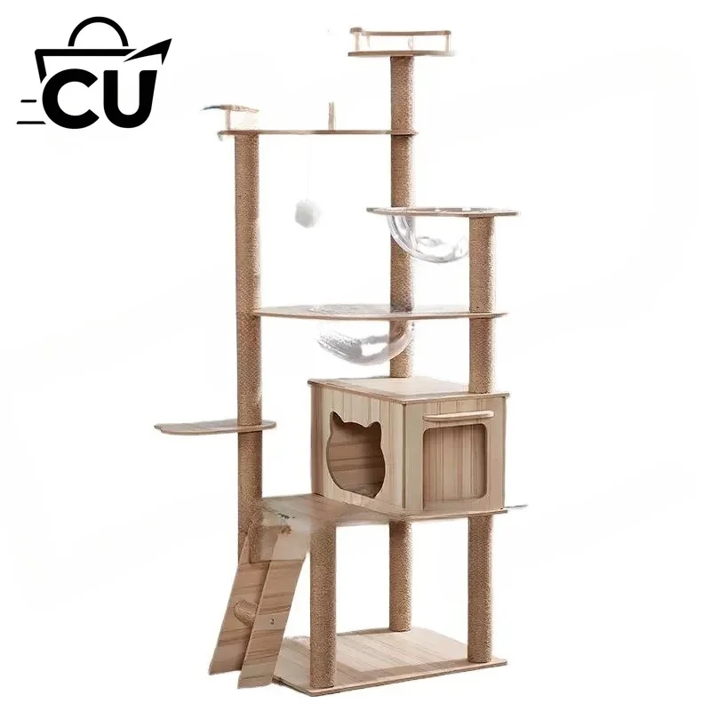 Large Modern Multi Level Cat Tree Condo Scratching Post Space Capsule Cat Bed Removable Cushion Durable Sisal  Cat Climbing Tree