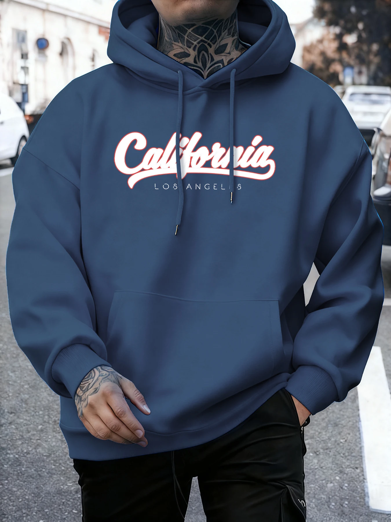 California Los Angeles Letter Prints Herbst Bequemer Kapuzenpullover Herren Langarm Warme Sweatshirts Weiche All-Match-Kleidung Unisex
