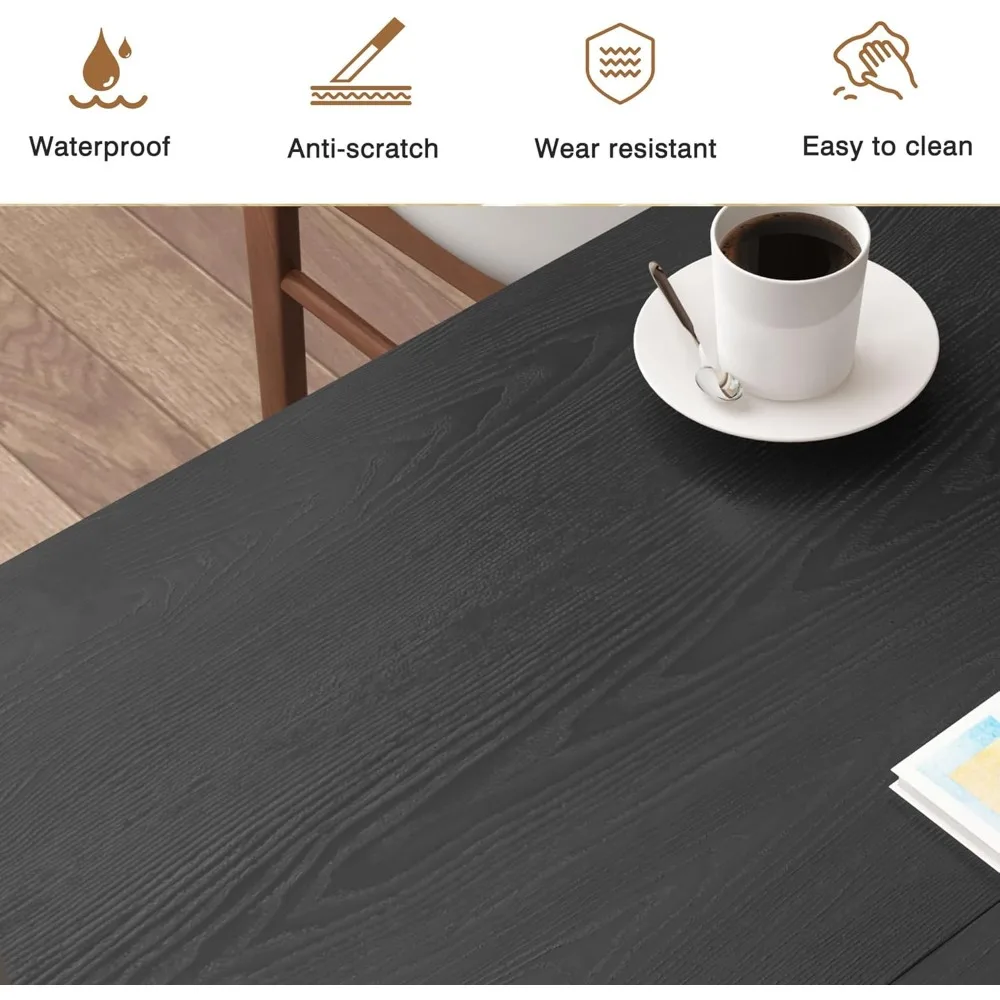 طاولة طعام لـ 6 8 10، طاولة مطبخ مستطيلة حديثة للمزرعة، طاولات طويلة لغرفة الطعام مع قاعدة شريطية خشبية #6