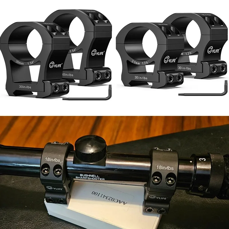 

2PCS 30mm Scope Rings Picatinny Weaver Rail Optic Mount with Torque Wrench Hunting Accessory High 0.9"/1"/1.26"/1.54"