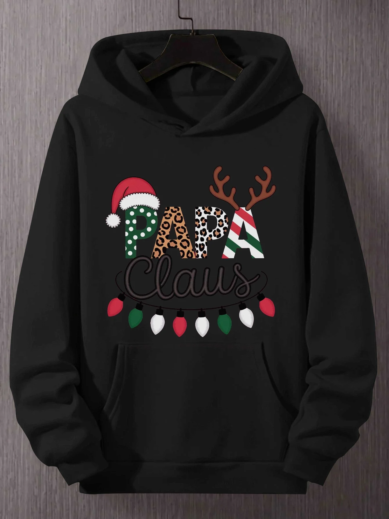 Papa Claus Christmas Lights Men's hoodies