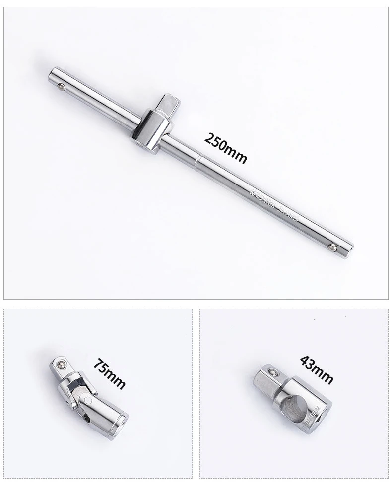 Socket Ratchet Extension Bar 1/2 L Type Bent  Wrench Handle 125mm 250mm 300mm  Sleeve Connecting Rod Hand Tool Universal Joint