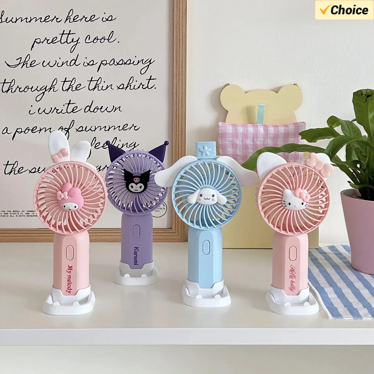 

Hello Kitty Sanrio Mini Fans My Melody Kuromi Cinnamoroll Cute Fashion Cartoon Portable Usb Charge Fan Air Cooler Small Gift Fan