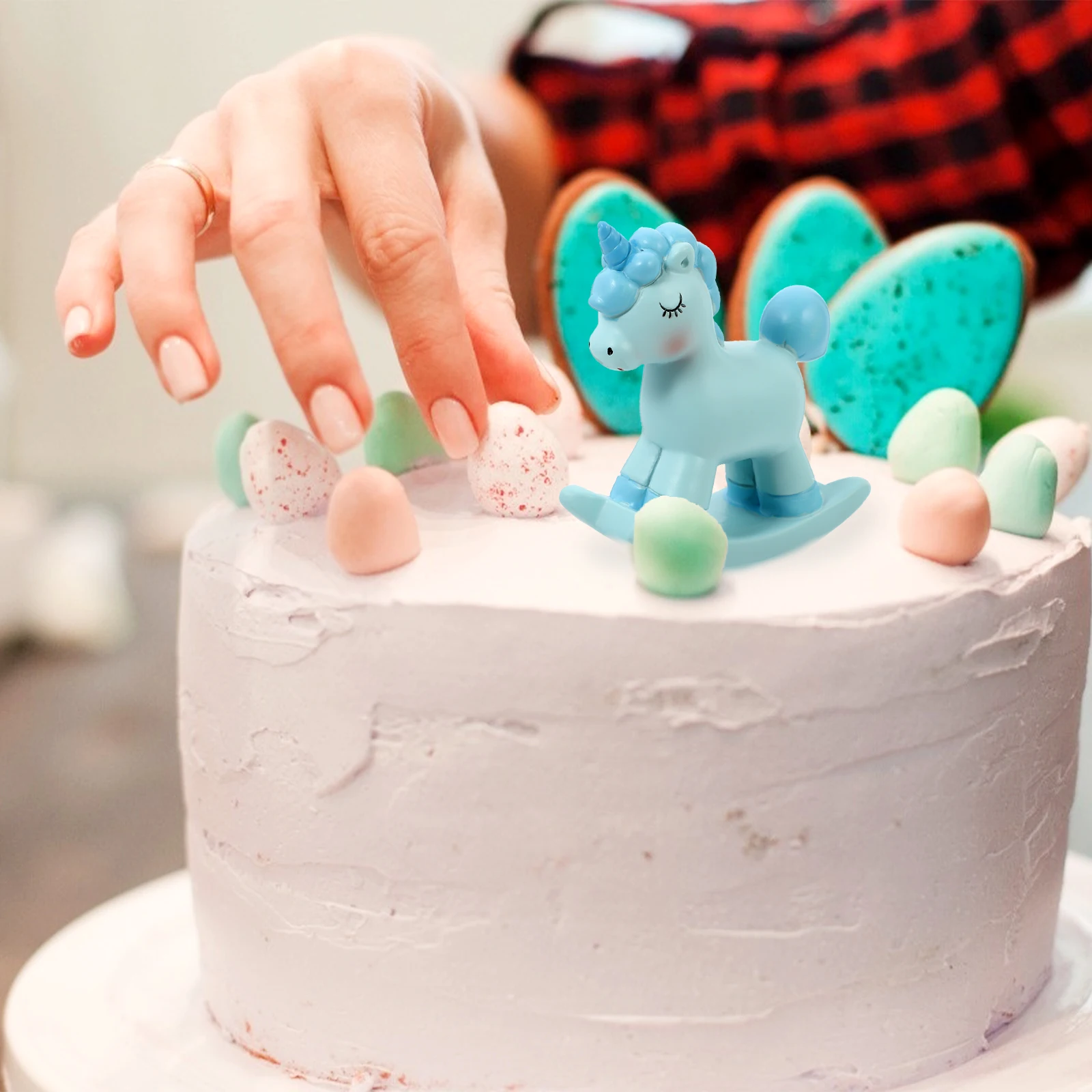 

Unicorn Cake Topper Decoration for Birthday Party Shower Festival Resin Cartoon Lovely Wedding Christmas Dessert