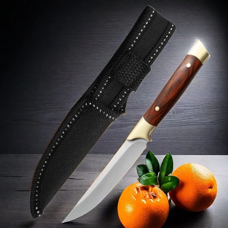 Fruit Knife Hand Held Small Knives For Lamb Eating Portable Dining Knife Kitchen Small Knife With Leather Cover Keychain