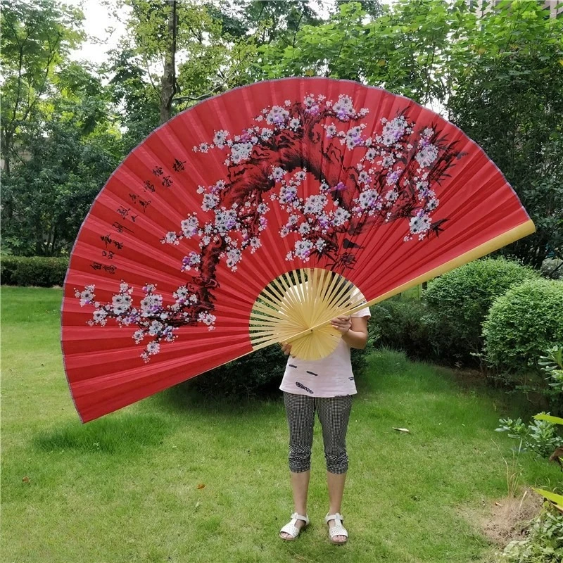 Wall Mount Decoration Cloth Fan Chinese Style Large Craft Paper Folding Hand Fan Classical Living Room Decorative Hanging Fans