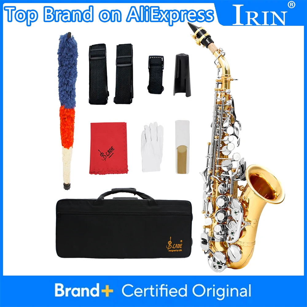 

B Flat Soprano Saxophone Brass Sax Engraved Floral Saxofon with Case Reeds Pro Woodwind Instrument Parts & Accessories
