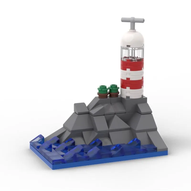 MOC Kreatives Miniatur-Szenen-Modell eines Mini-Leuchtturms aus Bausteinen, Lehrreiches Montage-Spielzeug für Kinder, Geburtstagsgeschenk, Dekoration – Detail 6